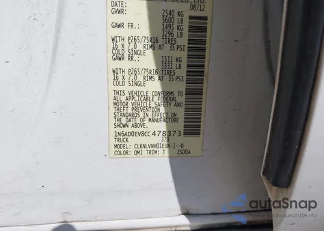 2012 Nissan Frontier Pro-4X z USA, uszkodzony, nr VIN 1N6AD0EV8CC478373